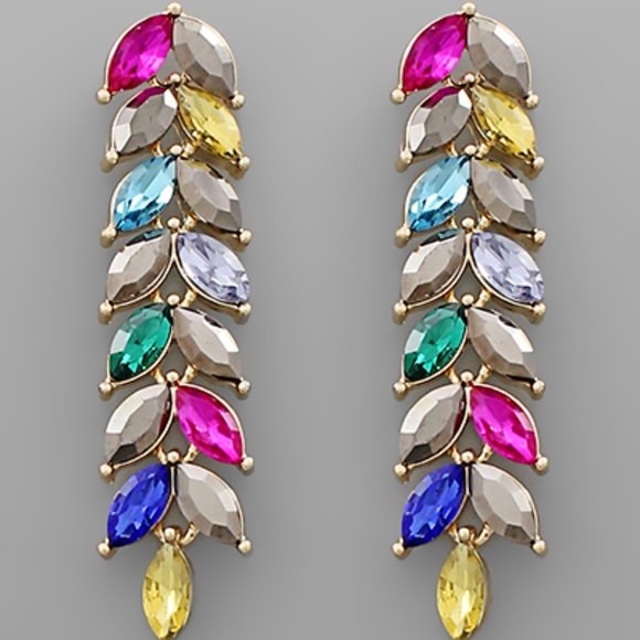 Glass Stone Drop Earrings - Picture 1 of 1